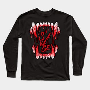 Scary Wolf Fangs With Blood Long Sleeve T-Shirt